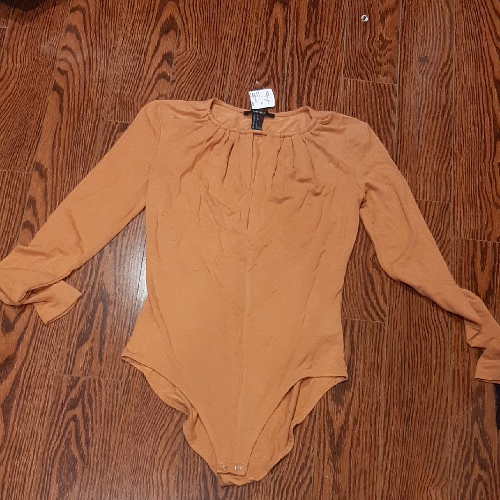 Rayon Long Sleeve Orange Bodysuit